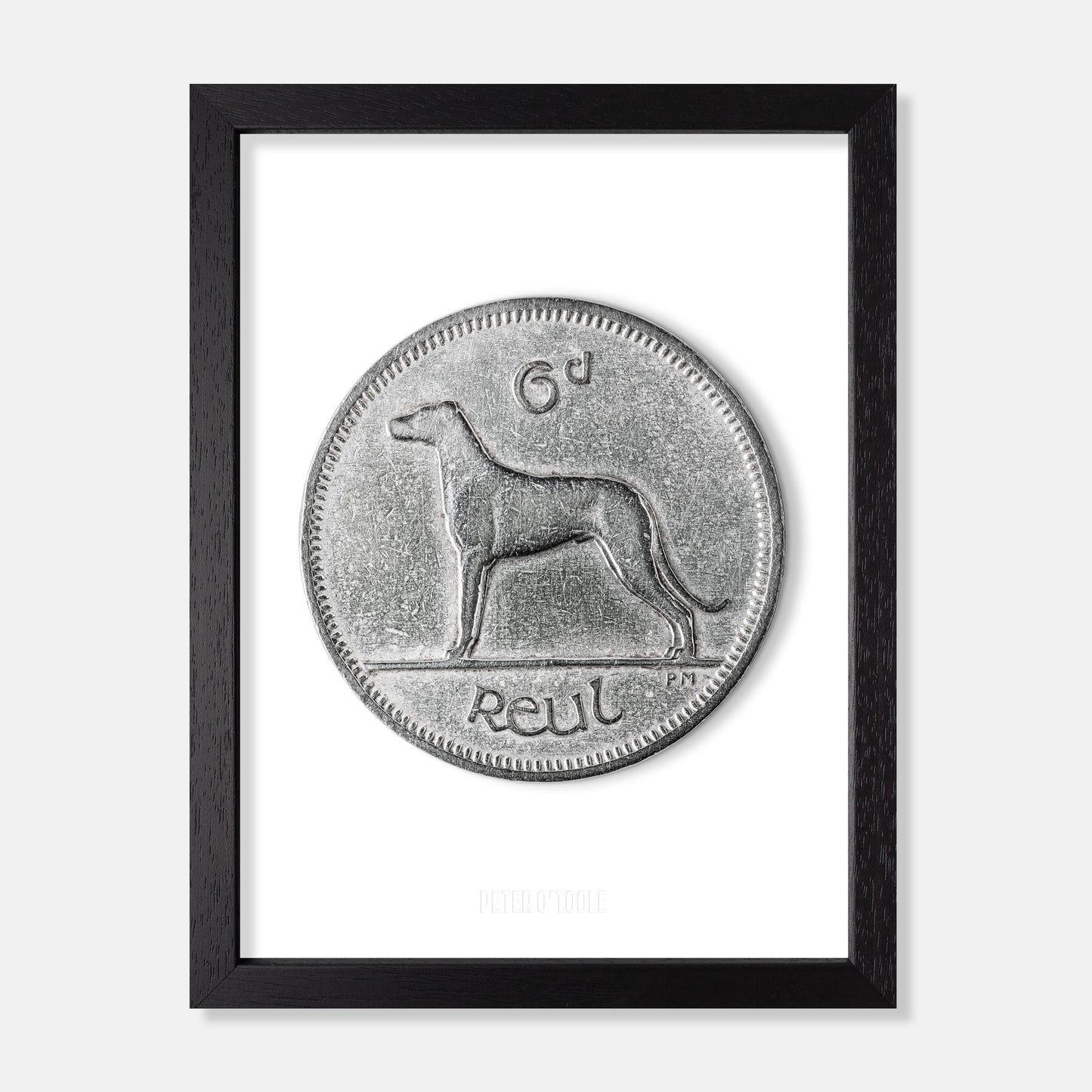 Irish Sixpence (6d) Coin – Irish Wolfhound by Percy Metcalfe - Coin Print