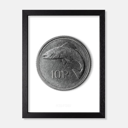 Irish Ten Pence (10p) Coin – Salmon by Percy Metcalfe - Coin Print