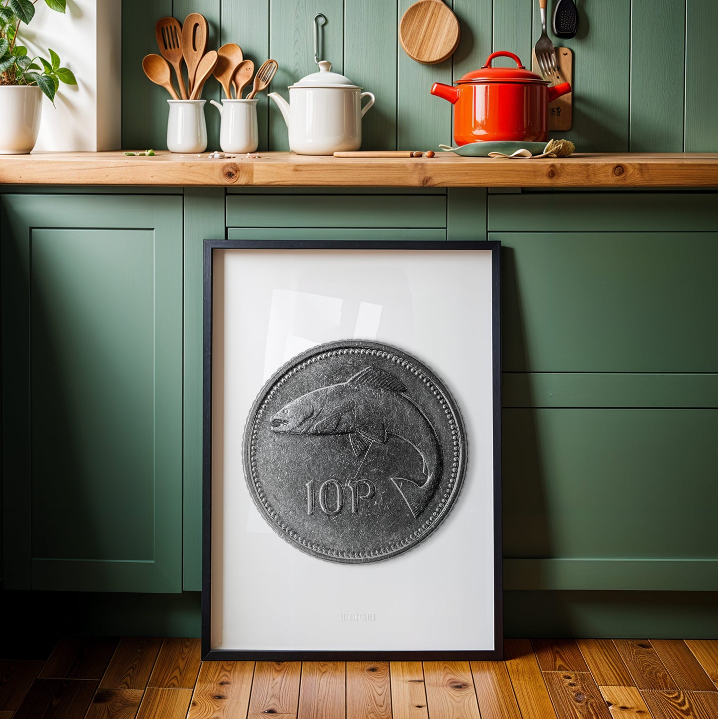 Irish Ten Pence (10p) Coin – Salmon by Percy Metcalfe - Coin Print