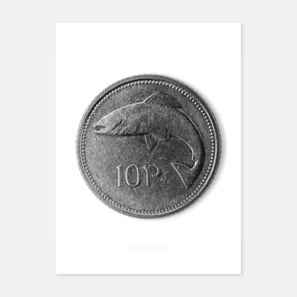 Irish Ten Pence (10p) Coin – Salmon by Percy Metcalfe - Coin Print