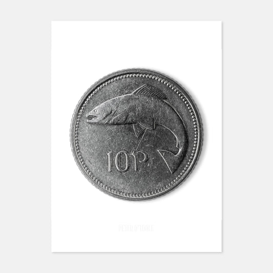 Irish Ten Pence (10p) Coin – Salmon by Percy Metcalfe - Coin Print
