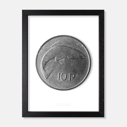 Original Irish Ten Pence (10p) Coin – Salmon by Percy Metcalfe - Coin Print