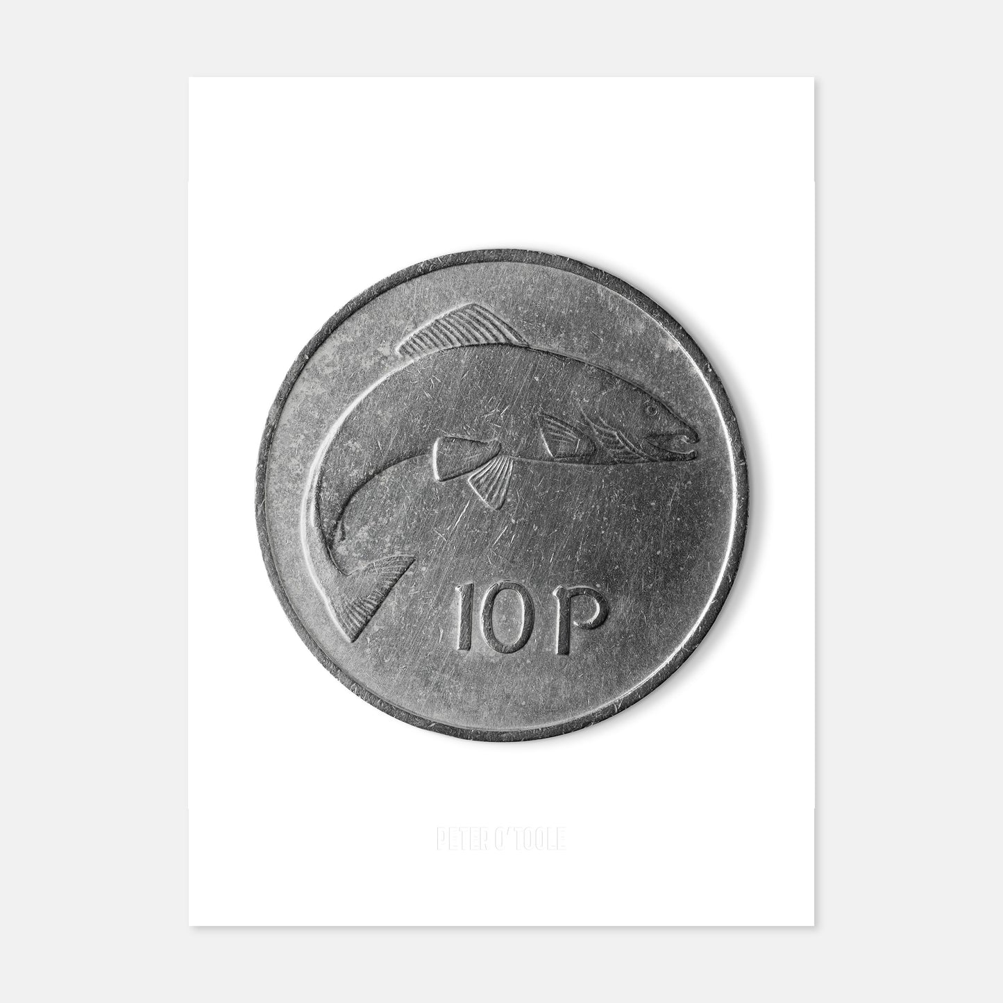 Original Irish Ten Pence (10p) Coin – Salmon by Percy Metcalfe - Coin Print