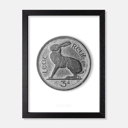 Irish Threepence (3d) Coin – Hare by Percy Metcalfe - Coin Print