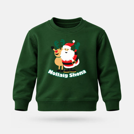 Nollaig Shona le Daidí na Nollag & Rudolph - Kids' Sweatshirt