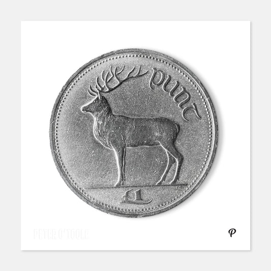 One Pound Deer Coin Print
