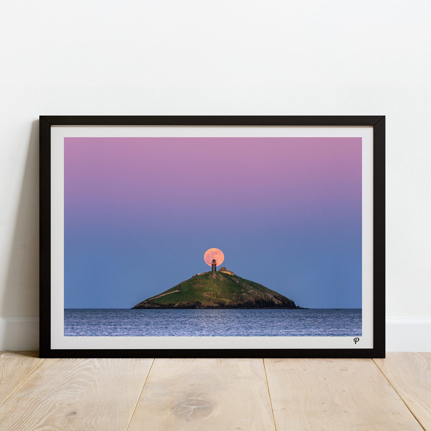 Pink Moon Over Ballycotton Lighthouse Print (Landscape)