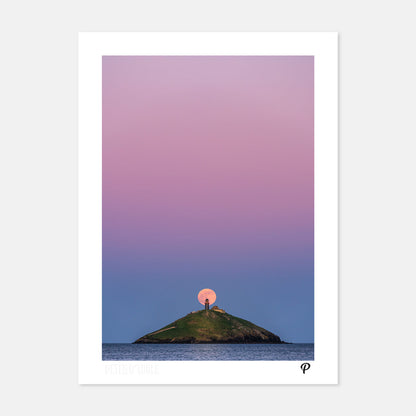 Pink Moon Over Ballycotton Lighthouse Print (Portrait)