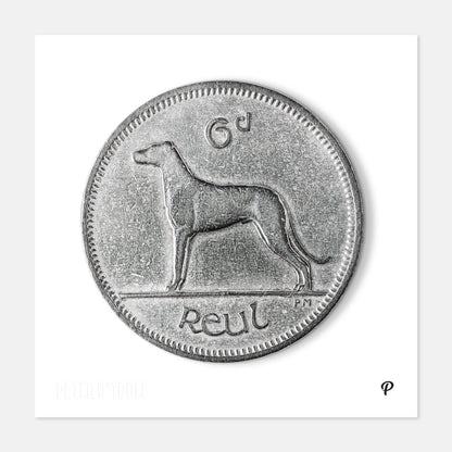 6p Irish Wolfhound Coin Print