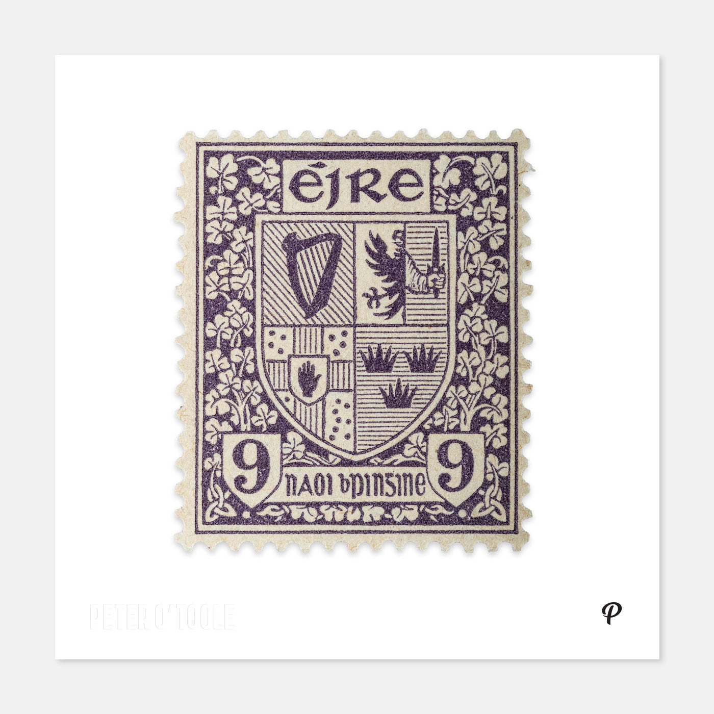9d Éire Coat of Arms Definitive Stamp - Print