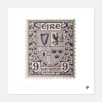 9d Éire Coat of Arms Definitive Stamp - Print